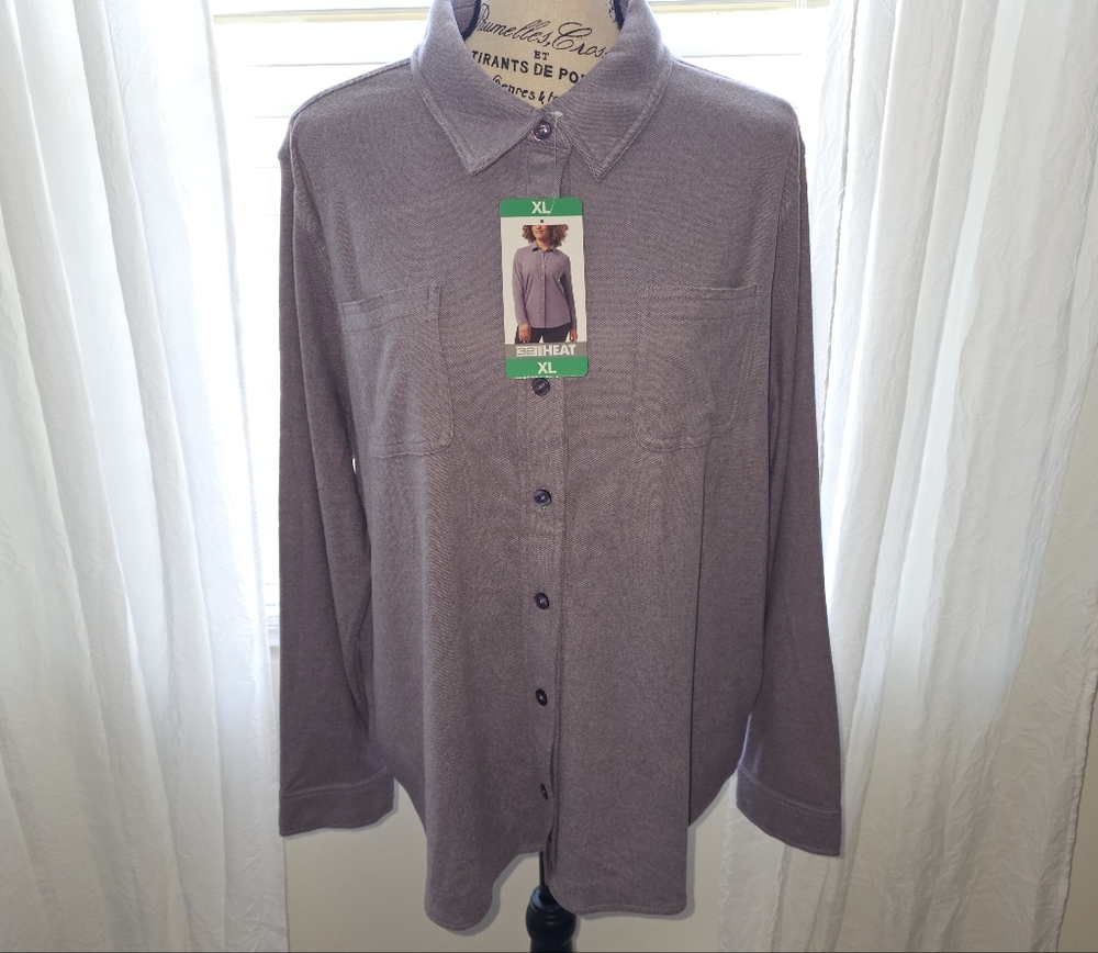 32 Degrees Heat Women's Purple Soft Long Sleeve Shirt Size XL